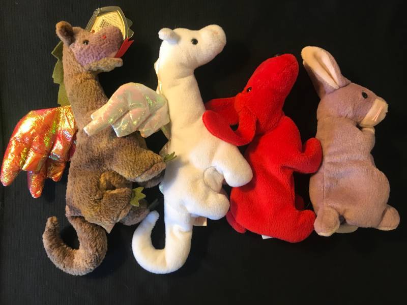 lot 66 image: RARE, Error TY Beanie Babies Scorch, Magic, Rover and Springy