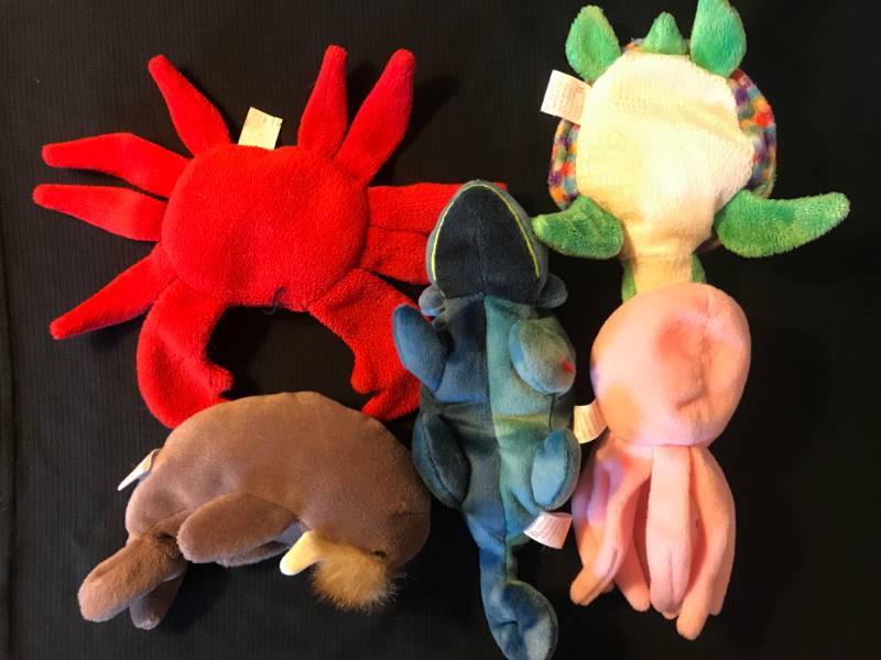 lot 68 image: RARE TY Beanie Babies Jolly, Digger, Rainbow, Zoom and Inky