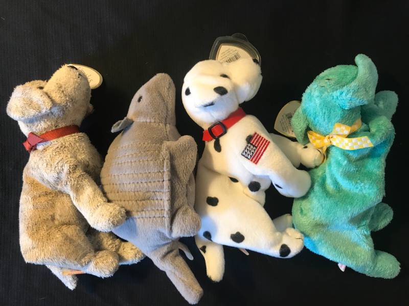 lot 71 image: RATE TY Beanie Babies Tricks, Rescue, Tank and Diddley