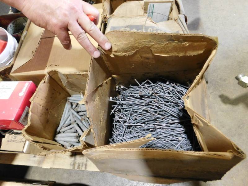 lot 76 image: Wood Dowels, Screws, Nails, Snap Rings
