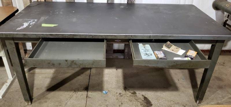 lot 101 image: Steel Work Bench with 2 Drawers - 34(w) x 72(L) x 30.5(H)