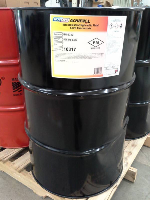 lot 514 image: One Drum of Kost USA Achieval Fire Resistent Hydraulic Fluid 5226 Concentrate 55-Gallon