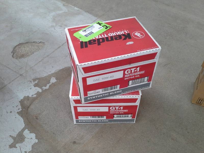 lot 574 image: 2 Cases of Kendall Liquid Titanium GT-1 High Performance Synthetic Blend 10W-40 Motor Oil 1-Quart