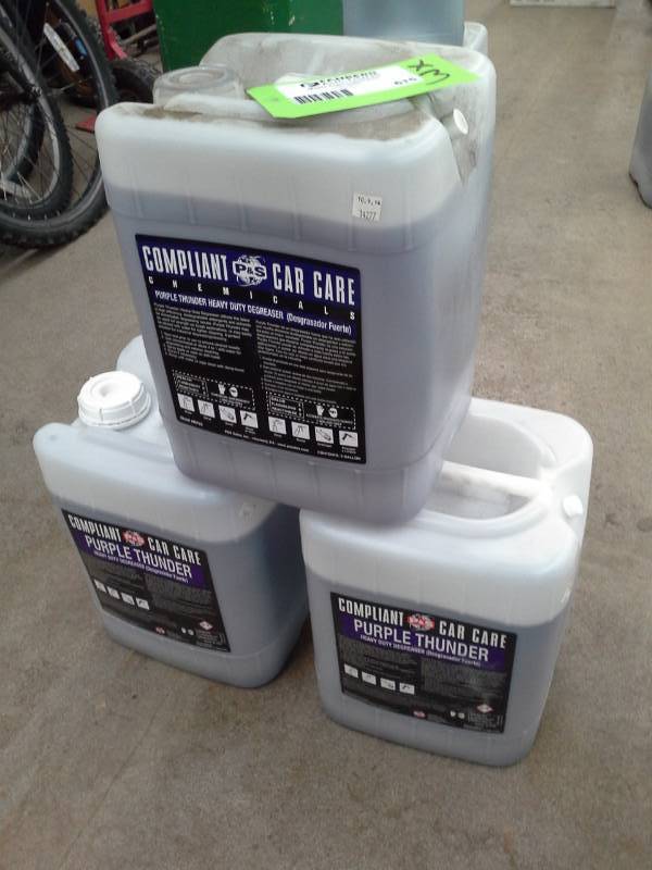 lot 615 image: 3 Pails of P&S Compliant Car Care Chemicals Purple Thunder Heavy Duty Degreaser 5-Gallon