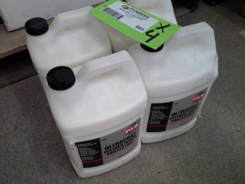 lot 663 image: 4 Bottles of P&S Ultra coat LeatherVinyl Protectant 1-Gallon
