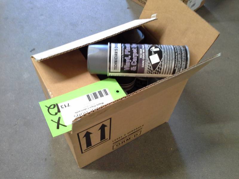 lot 713 image: 12 Aerosol Cans of Technicians Choice Vinyl, Plastic and Carpet Dye TEC 99538 Dark Gray Metallic 12oz.