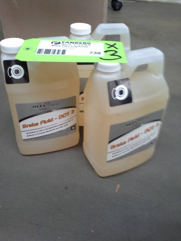 lot 738 image: 3 Bottles of Terra Clean Brake Fluid DOT 3 64oz.