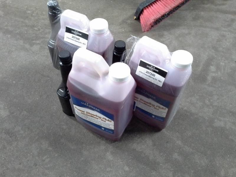 lot 774 image: 3 2-Pack Bottles of Terra Clean Power Steering Fluid and Conditioner Red 64oz., Power Steering Cleaner 8oz.