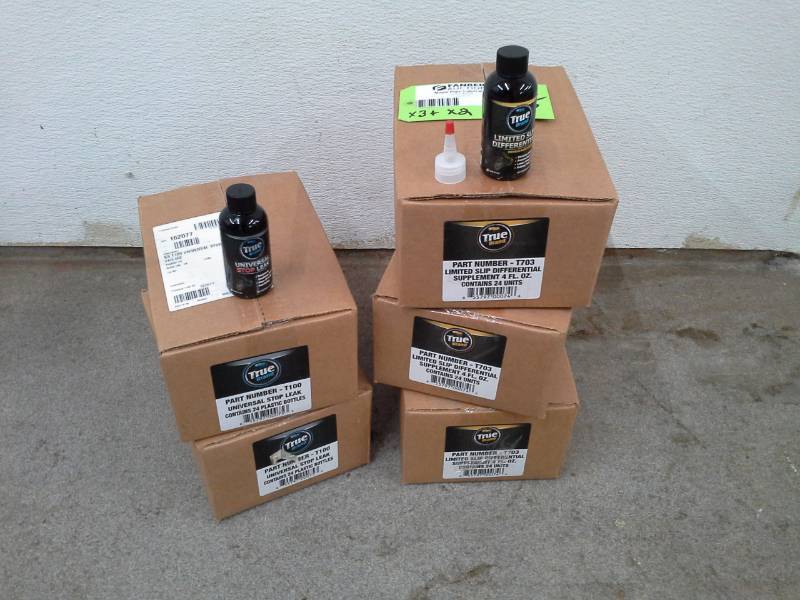 lot 788 image: 5 Cases of TrueBrand T703 Limited Slip Differential Supplement 4oz., T100 Universal Stop Leak