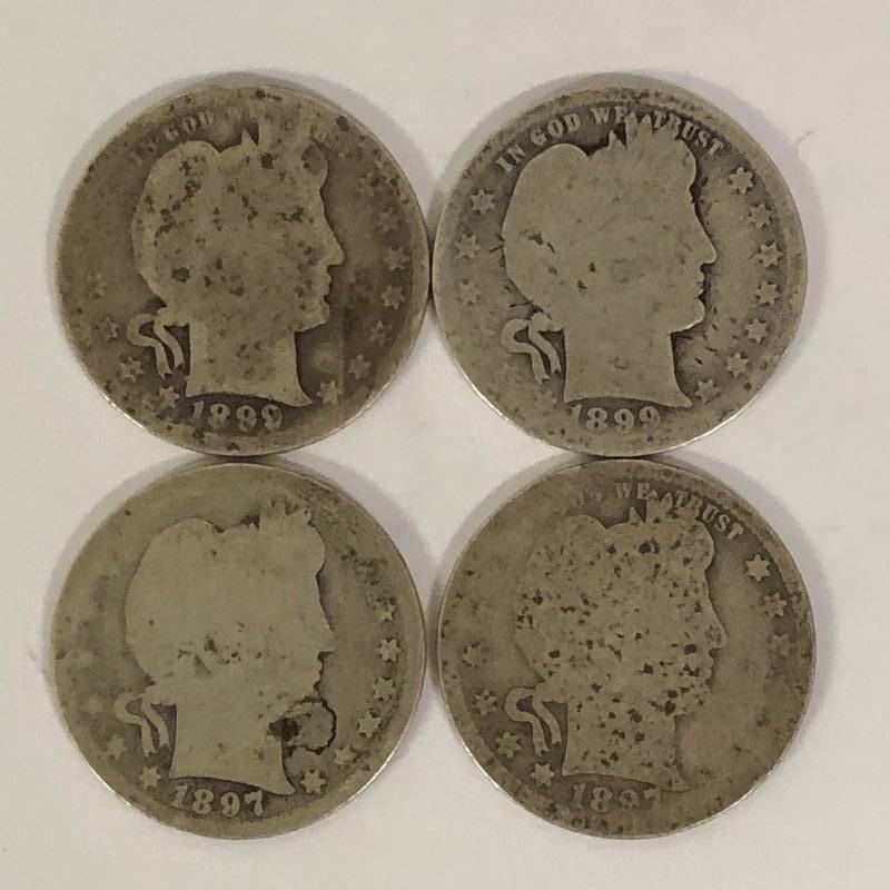 lot 180 image: Lot of 4 Barber Quarters