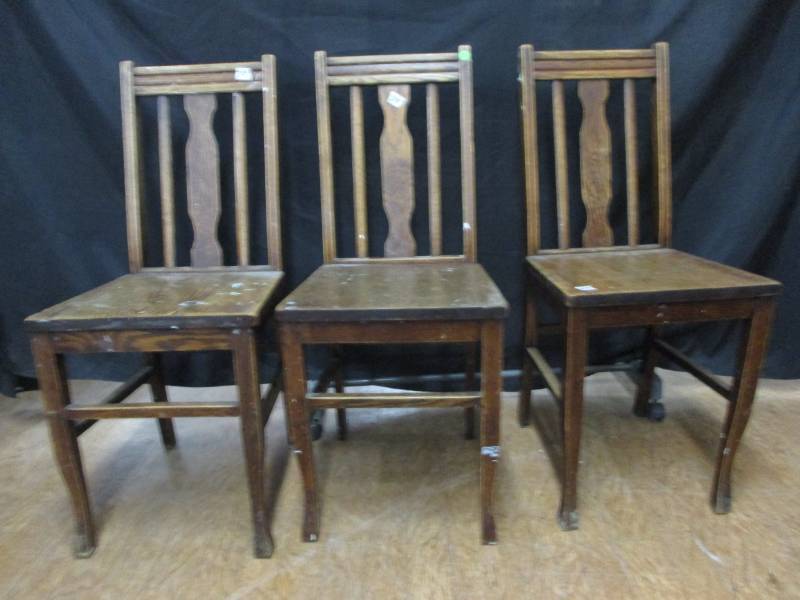 lot 3 image: 3 Antique Wood Chairs