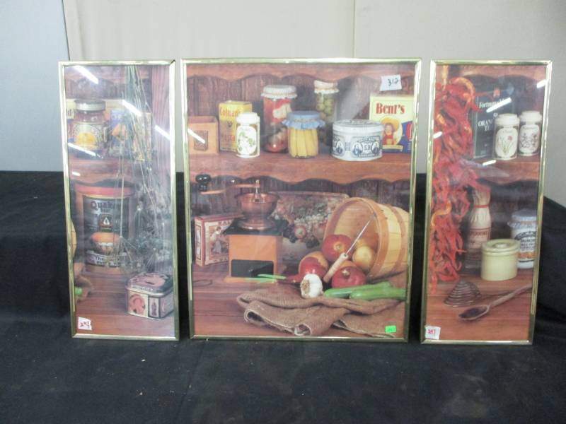 lot 247 image: 3 Pc. Food Shelf Pictures