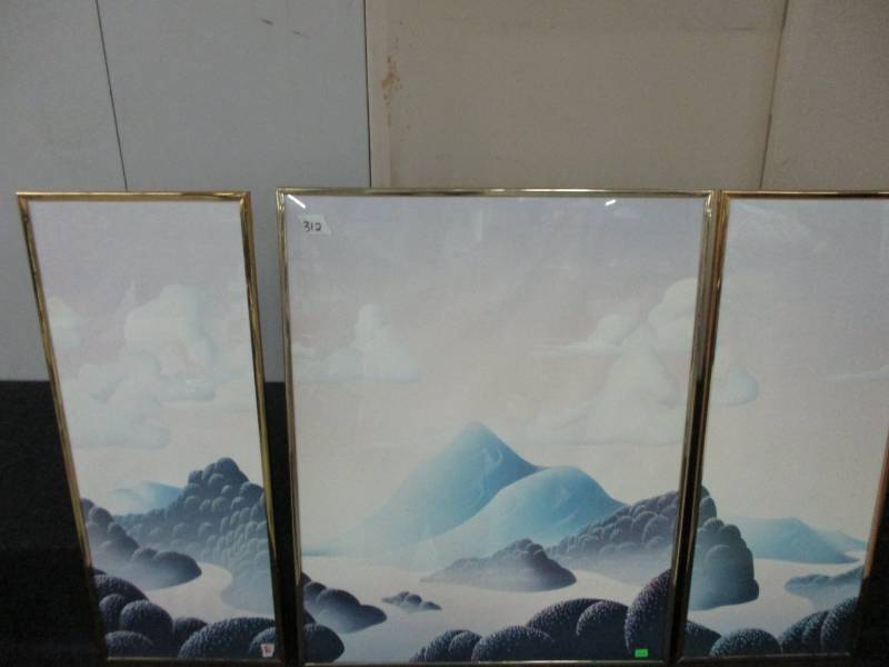 lot 249 image: 3 Pc. Blue Landscape