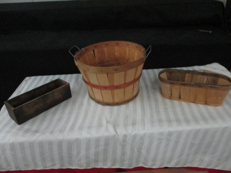 lot 295 image: Baskets and old Cheese Box
