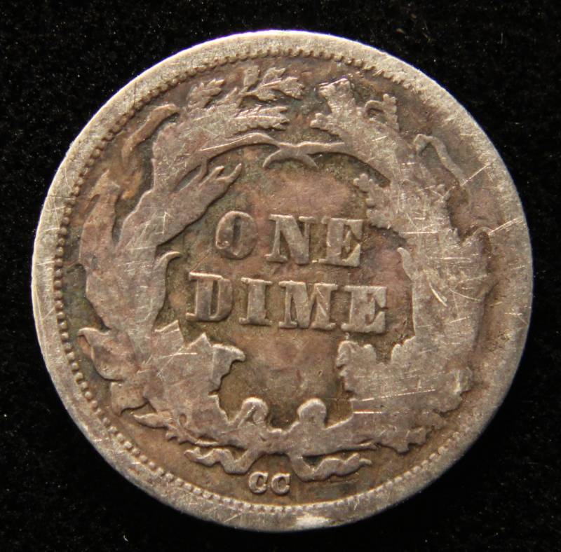 lot 10 image: 1876-CC CARSON CITY SEATED LIBERTY DIME