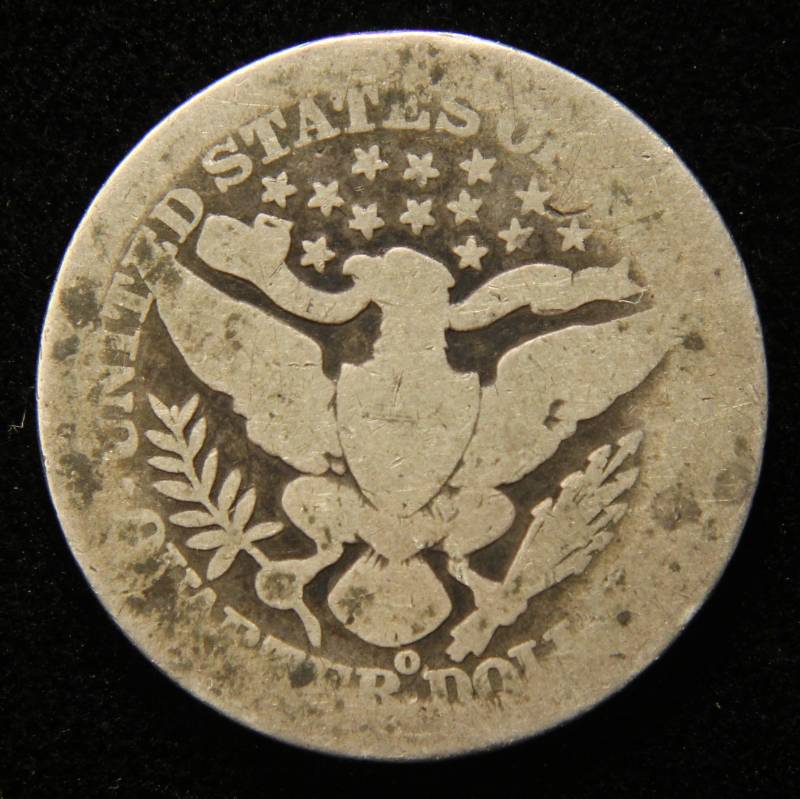 lot 16 image: 1895-O BARBER SILVER QUARTER