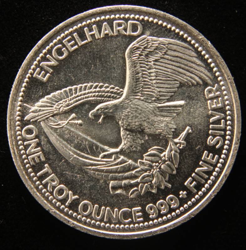 lot 19 image: 1 TROY OZ. .999 FINE SILVER 1984 ENGELHARD AMERICAN PROSPECTOR