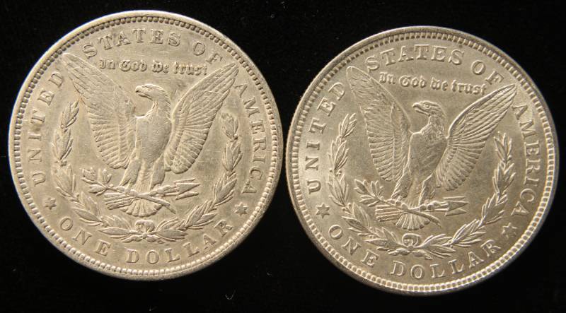 lot 30 image: 2 MORGAN SILVER DOLLARS 1891 1921