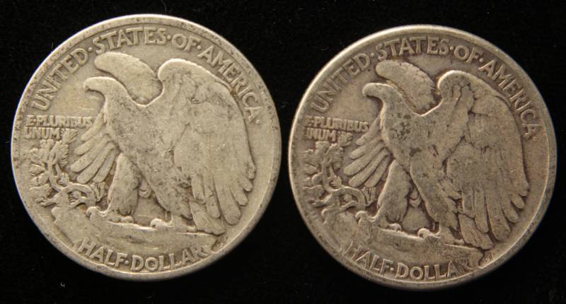 lot 34 image: 2 WALKING LIBERTY HALF DOLLARS 1940 1941