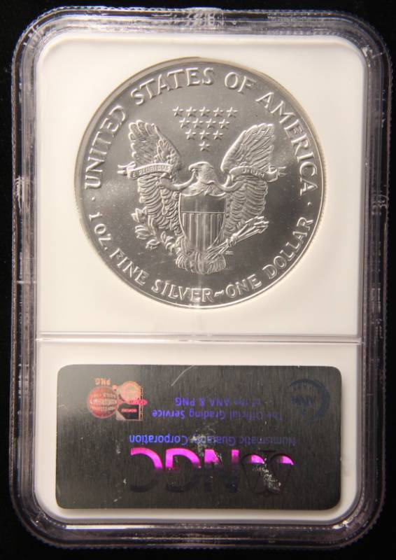 lot 37 image: 1991 AMERICAN SILVER EAGLE 1 TROY OZ. .999 FINE SILVER MS69 NGC