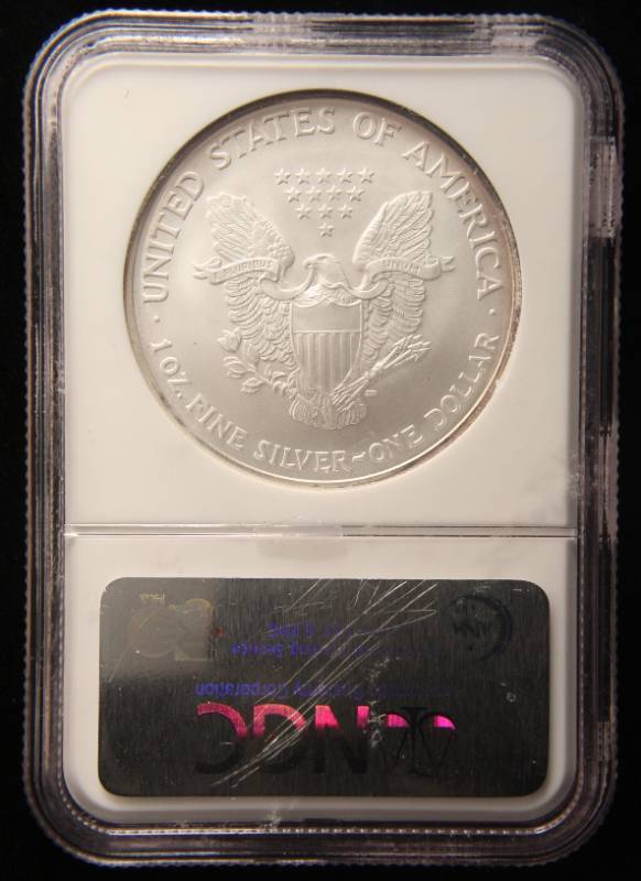 lot 45 image: 2006 AMERICAN SILVER EAGLE 1 TROY OZ. .999 FINE SILVER GEM UNC NGC