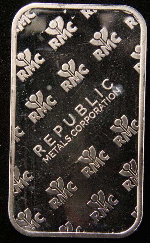 lot 58 image: 1 TROY OZ. .999 FINE SILVER BAR RMC REPUBLIC METALS