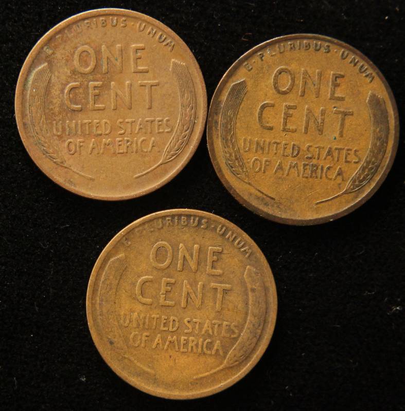 lot 60 image: 3 EARLY DATE WHEAT CENTS 1913 1914 1915
