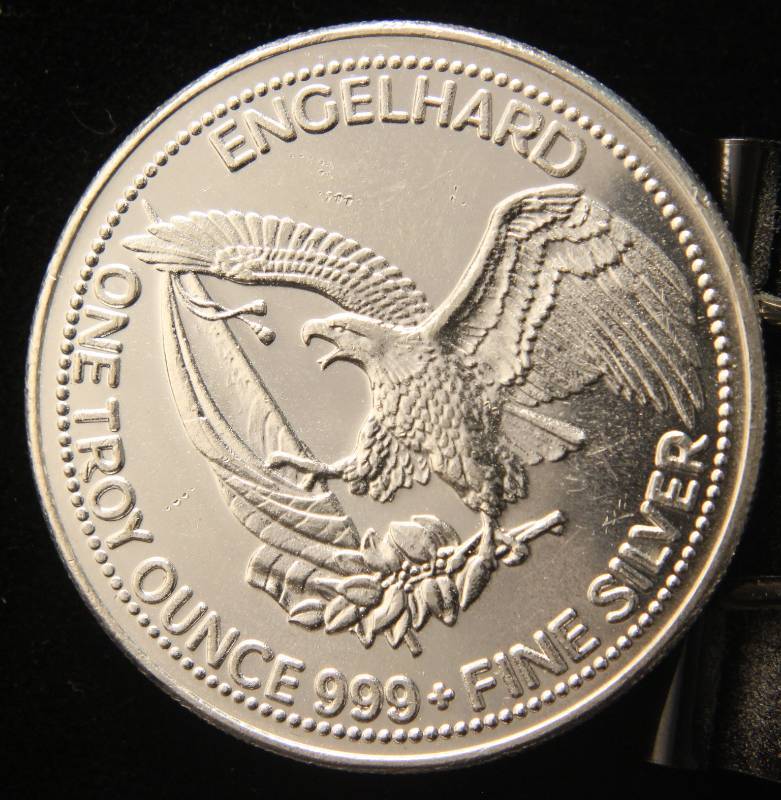 lot 67 image: 1 TROY OZ. .999 FINE SILVER 1984 ENGELHARD AMERICAN PROSPECTOR