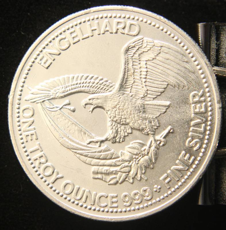 lot 73 image: 1 TROY OZ. .999 FINE SILVER 1985 ENGELHARD AMERICAN PROSPECTOR