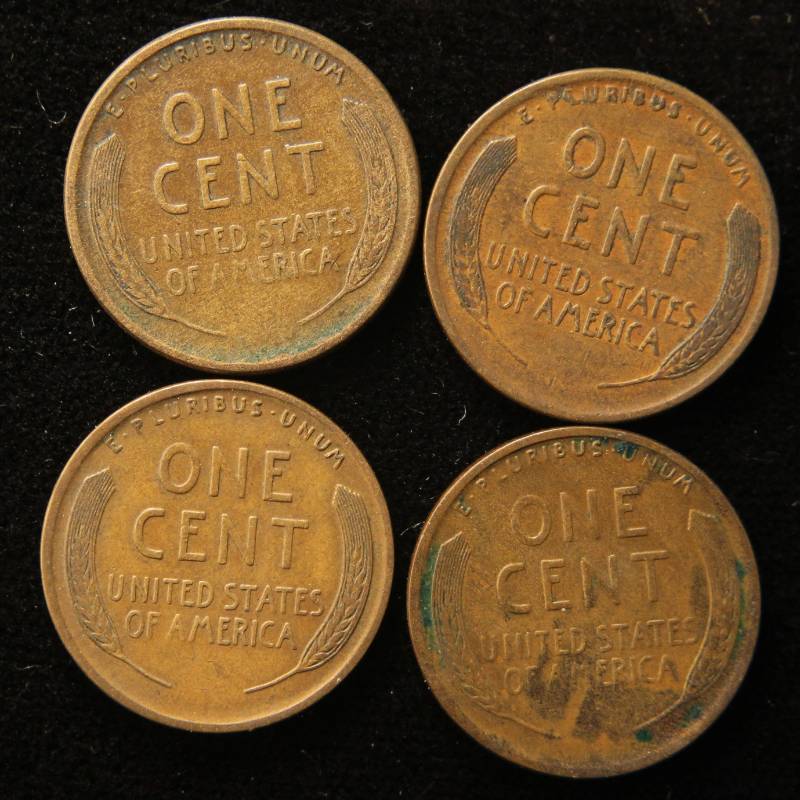 lot 82 image: GROUP OF 4 EARLY WHEAT CENTS 1918 P-D-S 1919-S