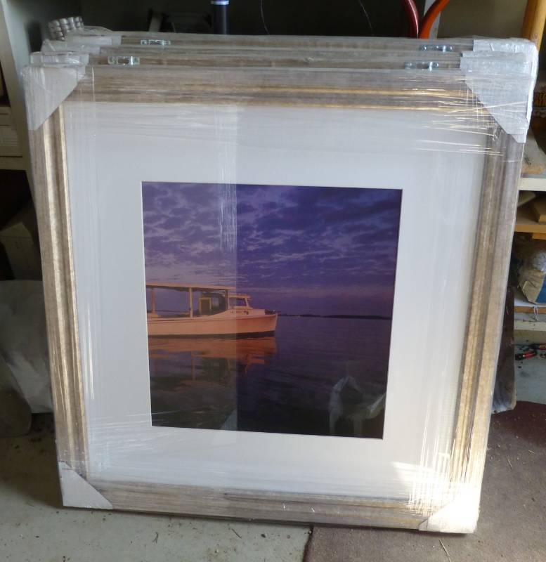 lot 43 image: 6 boat pictures, glass frame, 30x31...