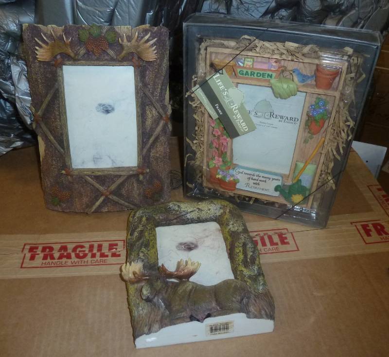 lot 46 image: 3 new picture frames, moose, woods,...