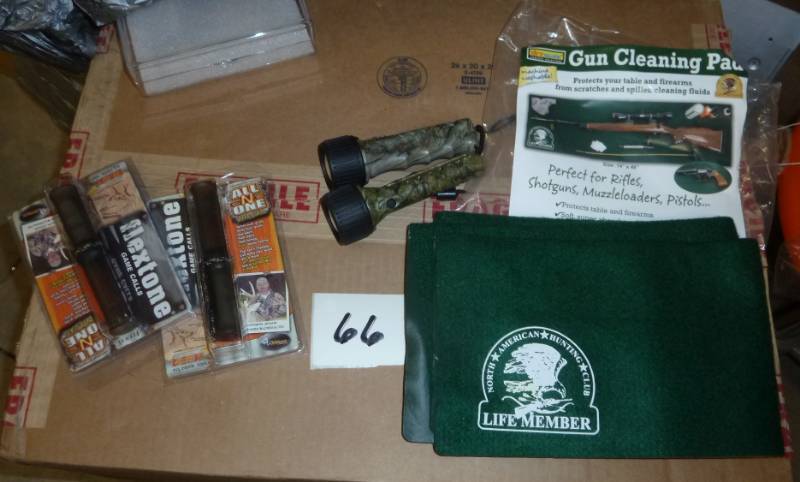 lot 66 image: 2 deer calls, 2 camo flashlights, g...