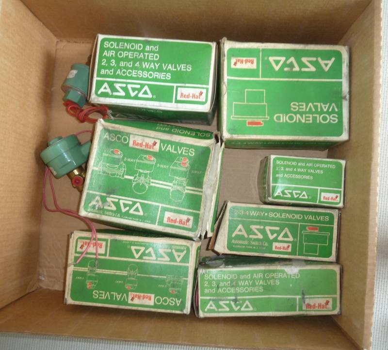 lot 155 image: 9 new Asco solenoid valves, lots of...