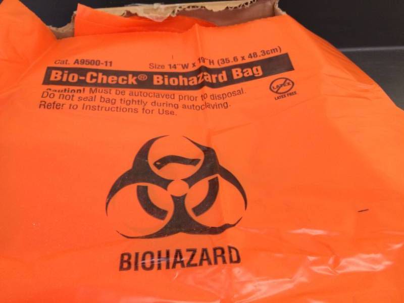 lot 14 image: Orange Bio-Check Biohazard Bags 14 W x 19 H - New
