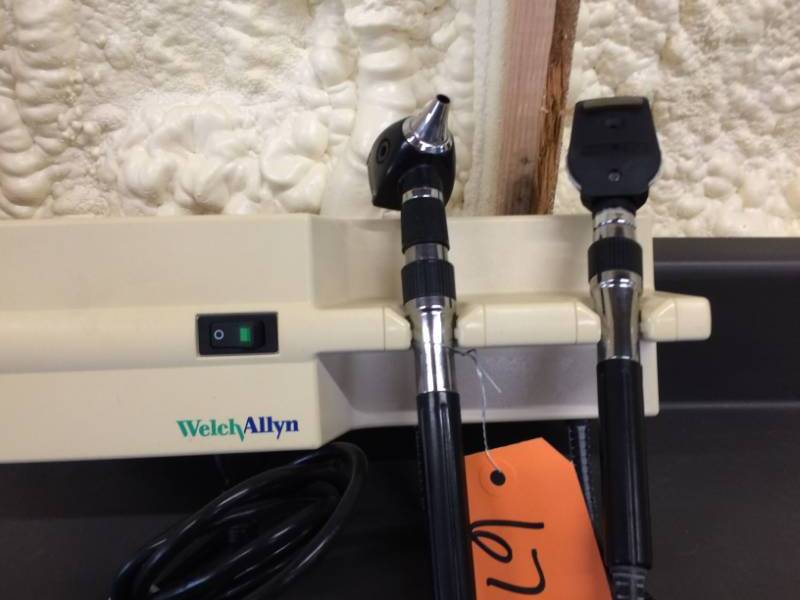 lot 37 image: Wall Mount Welch Allyn 767 Oto Ophthalmoscope&nbspWith Welch Allyn 11710 Ophthalmoscope Head and 25020 Otoscope Head - Excellent Working Condition
