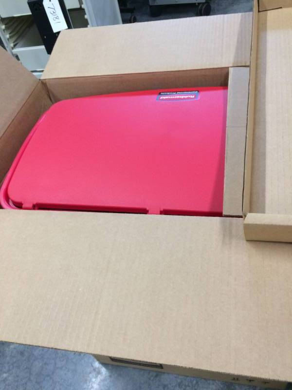 lot 40 image: New In Box &nbspRubbermaid Red Plastic Waste Bin
