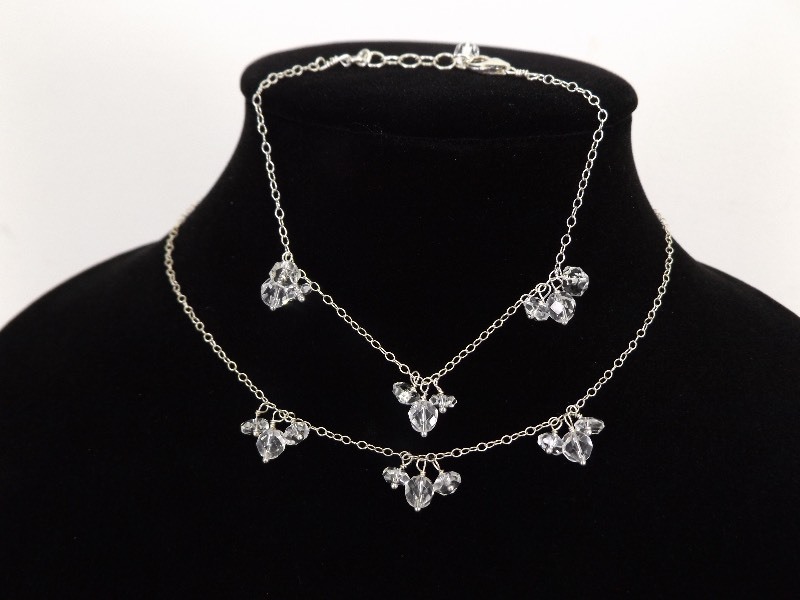 lot 17 image: .925 Sterling Silver Crystal Necklace and Bracelet SET