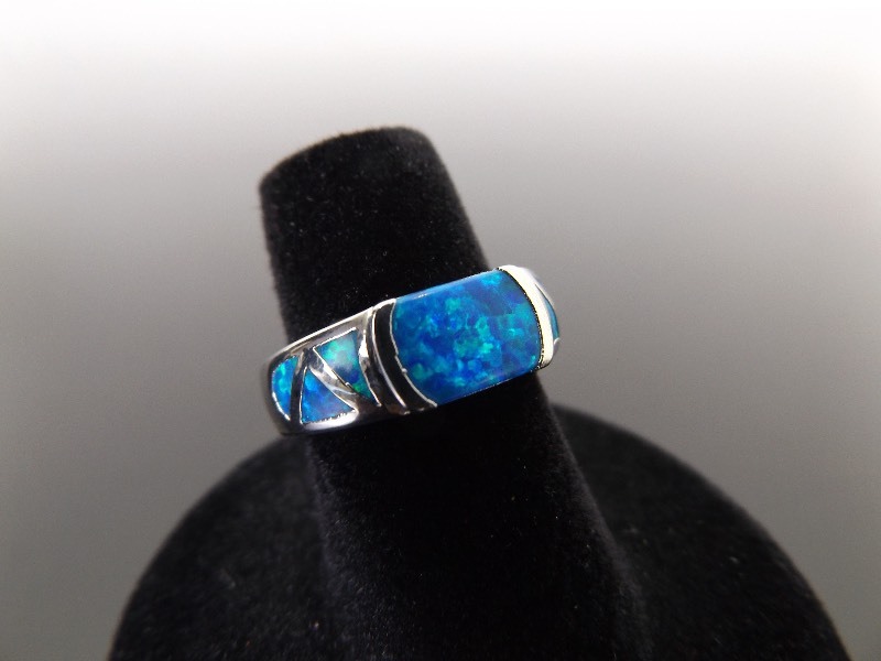 lot 30 image: NEW .925 Sterling Silver Opal Ring Size 6