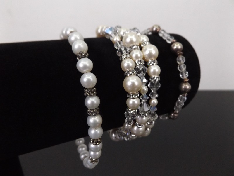lot 54 image: .925 Sterling Silver Lot of 3 Crystal Bracelets Sizes 7 to 8