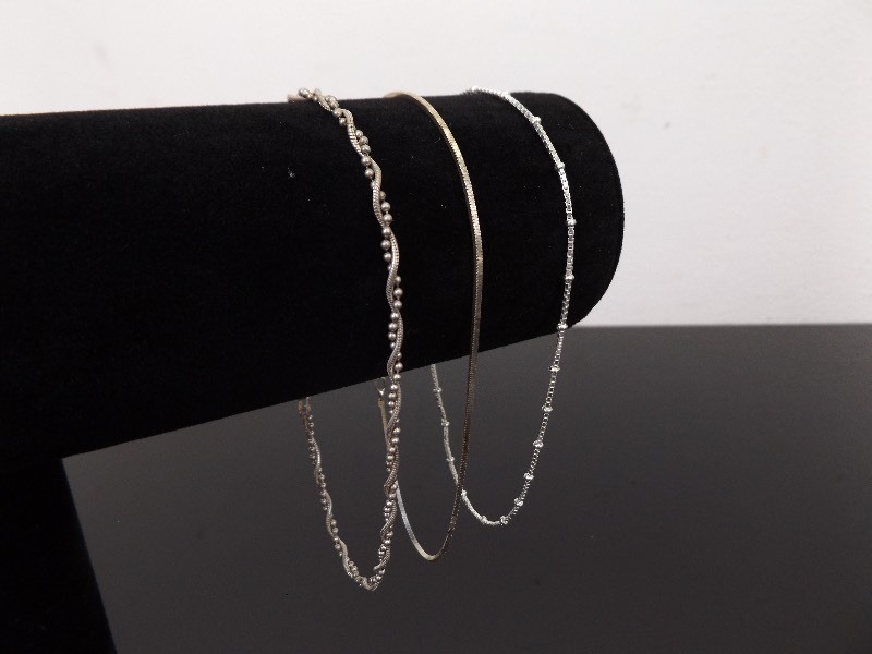 lot 55 image: .925 Sterling Silver Lot of 3 Bracelets all Size 10