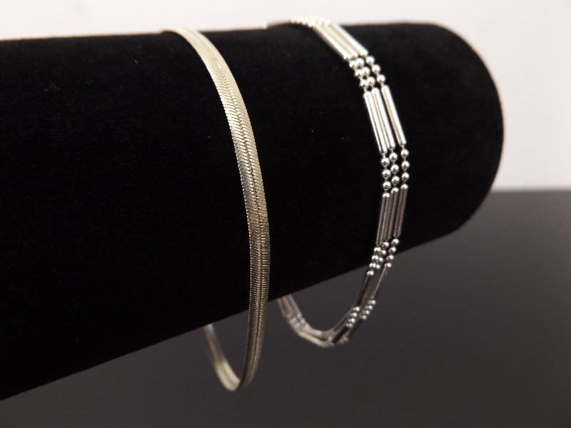 lot 57 image: .925 Sterling Silver Lot of 2 Bracelets, Both Size 8