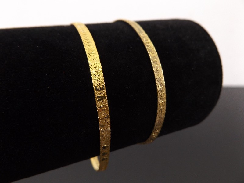 lot 60 image: .925 Sterling Silver Lot of 2 Vermeil Love and Friendship Bracelets