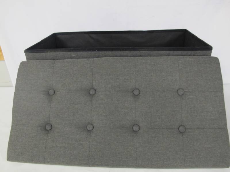 lot 36 image: Seville Classics Charcoal Gray Foldable Storage Bench Ottoman