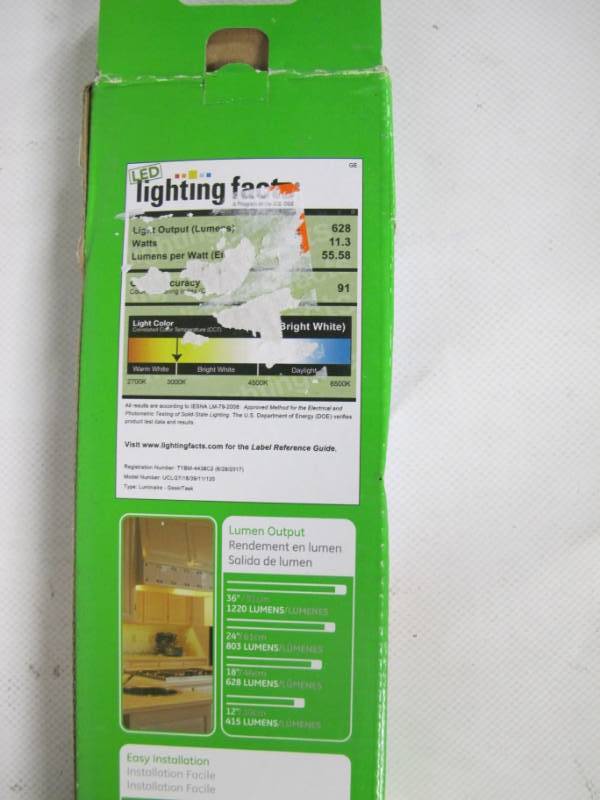 lot 2 image: GE Jasco 38846-T1 18 Inch Under Cabinet LED Light Fixture Plug LED LGT Fixture