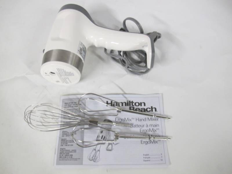 lot 23 image: Hamilton Beach ErgoMix Hand Mixer (White) - 6 Speeds with QuickBurst