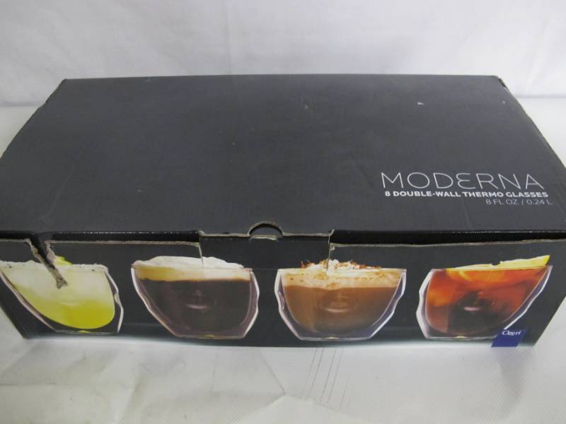 lot 40 image: Moderna Artisan Series Double Wall 8 oz Beverage Glasses, Set of 8