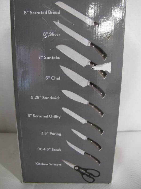 lot 56 image: Emeril Forged Double-Riveted 17-Piece Knife Block Set