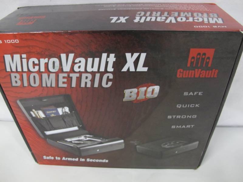lot 13 image: GunVault MicroVault XL MVB 1000 Biometric Safe 12x10.25x3.5 9 Volt Steel Black MVB1000 - NEW