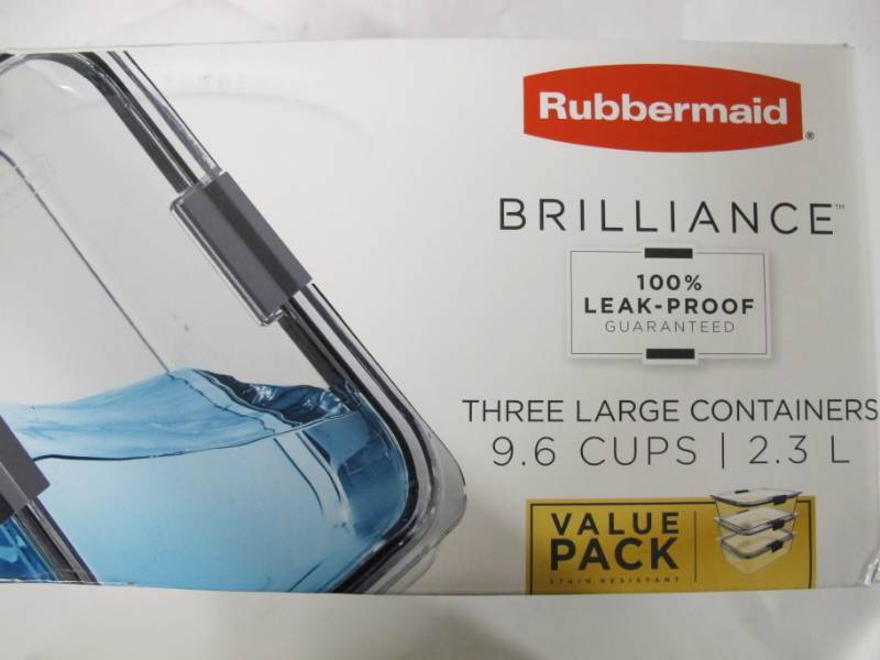 Rubbermaid Brilliance 9.6 Cup Food Storage Container – Large, Stain-Proof, Crystal Clear Plastic